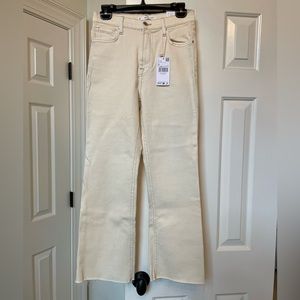 Mango High Rise Wide Leg Jeans in Cream
